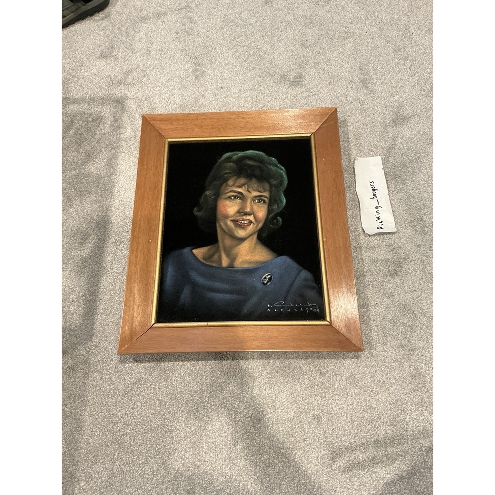 ART Vintage Classical Pretty Lady Velvet Painting 23 X 18
